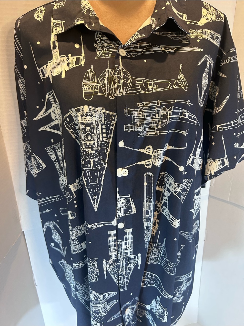 Men's Black Graphic Short-Sleeve Shirt - White Star Wars print.
